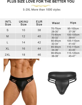 Стрінги чоловічі ohyeahlady, екошкіра (PU), чорні, M