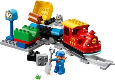 Паровозик LEGO DUPLO, залізнична іграшка з цеглинок LEGO з фігуркою тварини, іграшка-потяг для хлопчиків і дівчаток, зі світлом і звуком та мотором, подарунок для дітей віком від 2 років 10874 Стандартна упаковка Одинарна