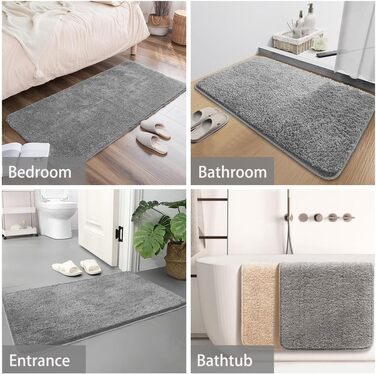 Килимок для ванної, сірий, набір з 3 предметів для ванної кімнати, нековзні килимки та килимки для ванної, нековзний килимок для ванної, що прається, надтовстий килимок для ванної з мікрофібри (сірий, 40x5050x6050x80см) 50 x 80 см (прямокутний) сірий (ком