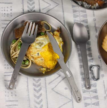 Титанові ложки, виделки, ножі, набір столових приборів, надлегкі столові прибори для кемпінгу, портативні невеликі столові прибори, столові прибори для домашнього приготування їжі, столові прибори для подорожей, столовий посуд, столові прибори для подорож