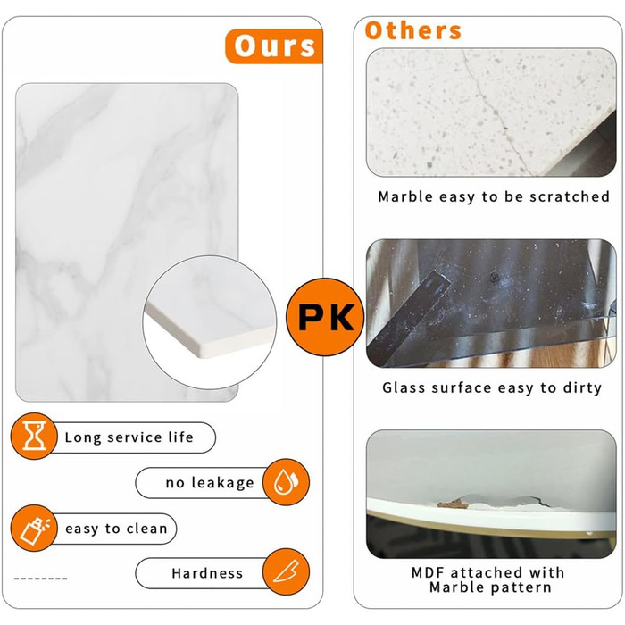 Круглий обідній стіл FATIVO, мармур, 80 см, невеликий кухонний стіл для 2 осіб, білий глянцевий, скандинавський стиль, обідній стіл для ресторанів, металеві ніжки