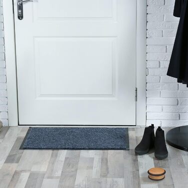 Дверний обмежувач підлоговий, для важких дверей, нержавіюча сталь, гума, плоский, підлоговий буфер під дерево HxD 5 x 10,5 см, сві