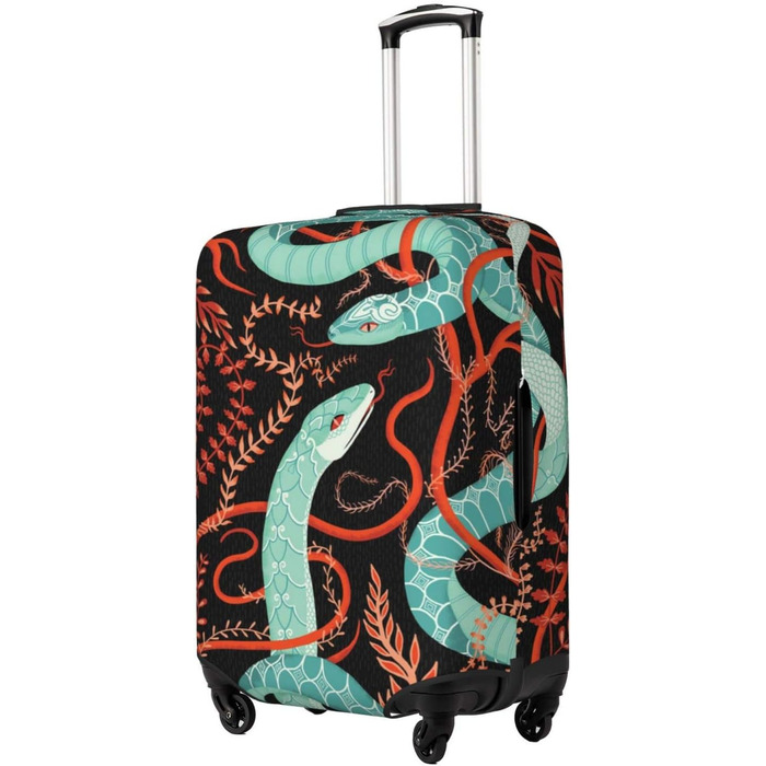 Чохол для валізи Змія та квіти - еластичний захист від подряпин та пилу, чорний, розмір 80