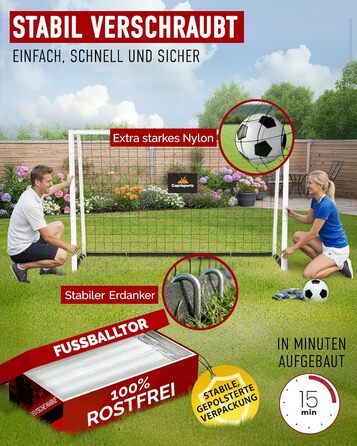 Футбольні ворота для дітей та дорослих Надзвичайно стабільні, стійкі до іржі футбольні ворота для саду Включає ґрунтові анкери Міцні футбольні ворота для вулиці Футбольні ворота для дитячих садів Ворота 3 розмірів 240x160 см