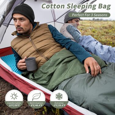 Міні-спальний мішок Naturehike Ultralight, малий, 760 г, 3-сезонний, 205 x 85 см, для піших прогулянок, походів, кемпінгу при температурі приблизно 15C, армійський зелений - XL