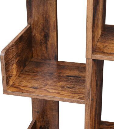 Книжкова полиця VASAGLE у формі дерева, стояча полиця з 13 відділеннями, полиця для зберігання, 25 x 86 x 140 см, вінтажний коричневий LBC67BXV1