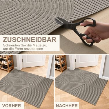 Килимок FEOMOS для приміщень/зовнішніх дверей 60x90 см, нековзний, брудозатримуючий килимок з абсорбуючою здатністю, миється та міцний, для вхідних дверей, коридору, балкону, кухні - бежевий 60 см x 90 см