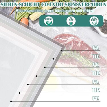 Вакуумні пакувальні пакети Warmfay 150 пакетів 15x20 см (50) і 20x25 см (50) і 25x35 см (50), вакуумні пакети для їжі для всіх вакуумних пакувальників, без BPA, пакети для заморожування Sous Vide, багаторазові професійні пакети з фольги 150 мішків 15x20 с
