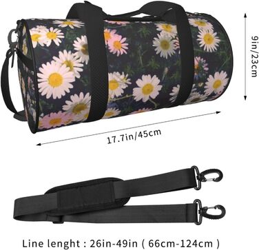 Спортивна сумка, дорожня сумка, стильна сумка для подорожей з квітковим принтом (ромашки), чорна, універсальний розмір