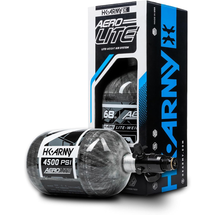 Система пейнтбольного балона HK Army AeroLite 68/4500 HPA – вуглеволокно, прозорий, 800 psi, авіаційний алюміній, 5-річний гідроцикл