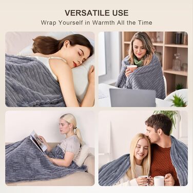 Електрична ковдра з підігрівом Nalone, ковдра з підігрівом та автоматичним вимиканням 160 x 130 см, ковдра з підігрівом та 9 налаштуваннями температури 12-годинний таймер Захист від перегріву Фланелева ковдра з підігрівом, яку можна прати в пральній машин