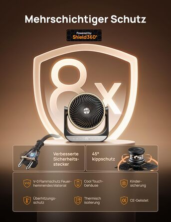 Кімнатний вентилятор-обігрівач Dreo, електричний обігрівач потужністю 2000 Вт з пультом дистанційного керування та термостатом, 7 режимів, захист від перегріву та перекидання, портативний обігрівач для всієї кімнати, чорний, обігрівач для всієї кімнати 71