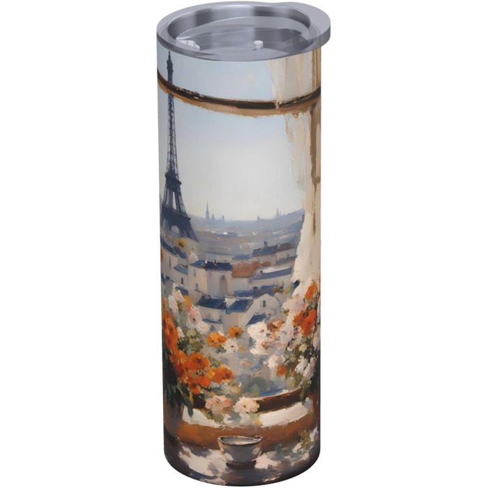 Кухоль з прямою трубочкою, 590 мл, красиві пілони вдалині, дорожній кухоль з принтом, підходить для кемпінгу, офісу та дому.