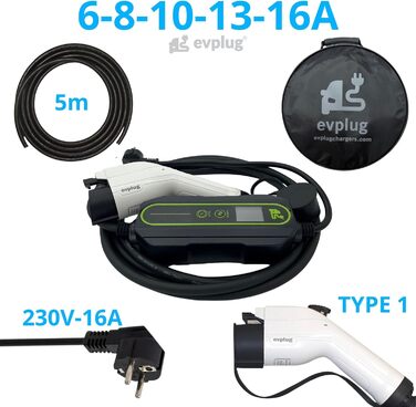 Портативний зарядний пристрій з контролем часу для електромобілів EV PHEV (Тип 1 5м, 3.6кВт 16А) Тип 1 16А 5м хв.