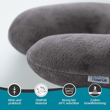 Дорожня подушка TEMPUR Transit, зручна подушка для шиї з матеріалу TEMPUR, в&39язкоеластична, ідеально підходить для подорожей автобусом, поїздом, автомобілем або літаком, 30 x 28 x 8 см, антрацит