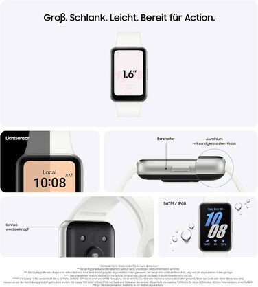 Розумний годинник Samsung Galaxy Fit3, фітнес-годинник як фітнес-трекер та трекер активності, сріблястий, з 36-місячною гарантією виробника ексклюзивно для Storeo