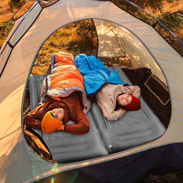 Самонадувальний килимок для сну, надувний матрац 12 см з ножним насосом, надлегкий для кемпінгу на свіжому повітрі, невеликий розмір у упаковці, сірий килимок/матрац для сну