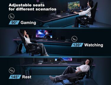 Ігрове крісло з дихаючої шкіри з подушкою кишенькової пружини, високе ергономічне офісне крісло з підголівником, комп&39ютерне ігрове крісло з підставкою для ніг для дорослих та підлітків