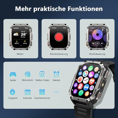 Розумний годинник Blackview для чоловіків з акумулятором 900 мАг, Bluetooth-дзвінками/компасом/світлодіодним підсвічуванням/2 браслетами (силікон/нейлон), спортивний годинник з монітором серцевого ритму, сну, кроків, калорій та кілометражу, фітнес-годинни