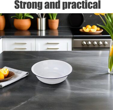 Загальна емальована чаша Біла 32 см потовщена вінтажна емальована чаша Велика побутова чаша для миття, замішування, подачі та приготування салатів