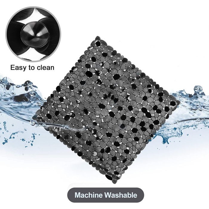 Килимок для душу, нековзний пластиковий килимок для дітей та сім'ї (чорний, квадрат-5454 см) Чорний квадрат-5454 см