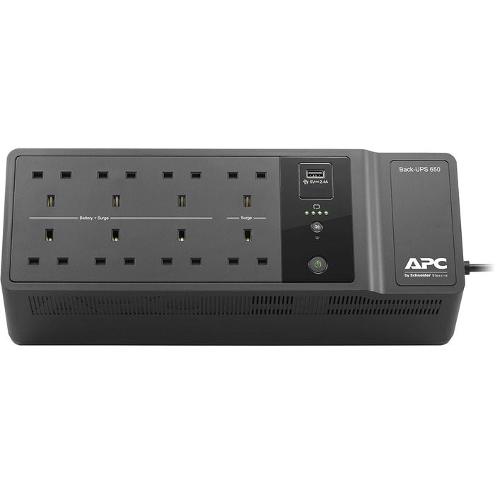 ДБЖ APC by Schneider Electric Back-UPS ES - BE650G2-UK - Джерело безперебійного живлення 650 ВА (8 виходів, захист від перенапруг, 1 USB-порт для заряджання) 650 ВА / 400 Вт