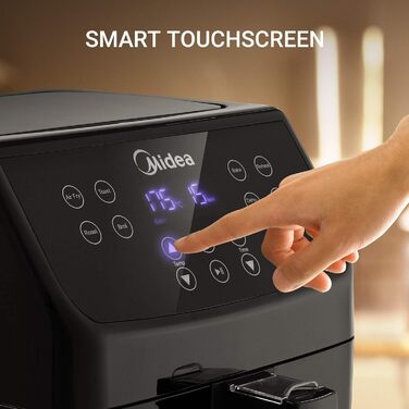Фритюрниця Midea MF-CN55A2 5.5 л XXL фритюрниця, цифровий дисплей, 8 різних програм, безкоштовний вибір температури від 30 до 200C, 1700 Вт, чорний 5.5 л