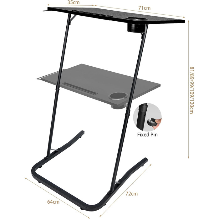 Велосипедний стіл для велотренажерів, регульована по висоті бігова доріжка, стіл для тренувань на біговій доріжці, портативний роликовий тренажер для велотренажерів з тримачем для напоїв, тримач для планшета, тримач для рушників, чорний