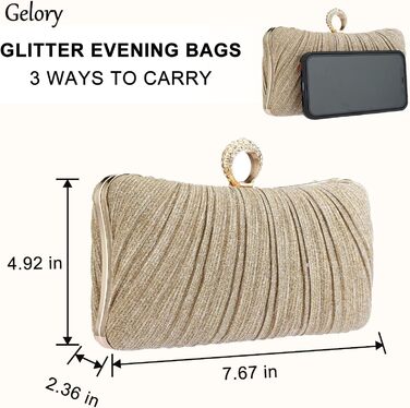 Клатчі для жінок Маленький блискучий клатч зі знімним ланцюжком для весіль, нареченої, випускних вечорів, коктейльних вечірок, жіноча сумочка із золотими акцентами