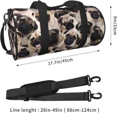 Дорожня сумка Париж, кругла, великої місткості, легка та міцна, ідеальний подарунок для походів, відпустки, ділових поїздок та іншого, з милим зображенням мопса, універсальний розмір