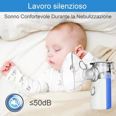 Портативний інгалятор LIFOCI для дорослих і дітей, безшумний інгалятор з мундштуком і 2 масками, що перезаряджається від USB, ефективний при респіраторних захворюваннях, синій