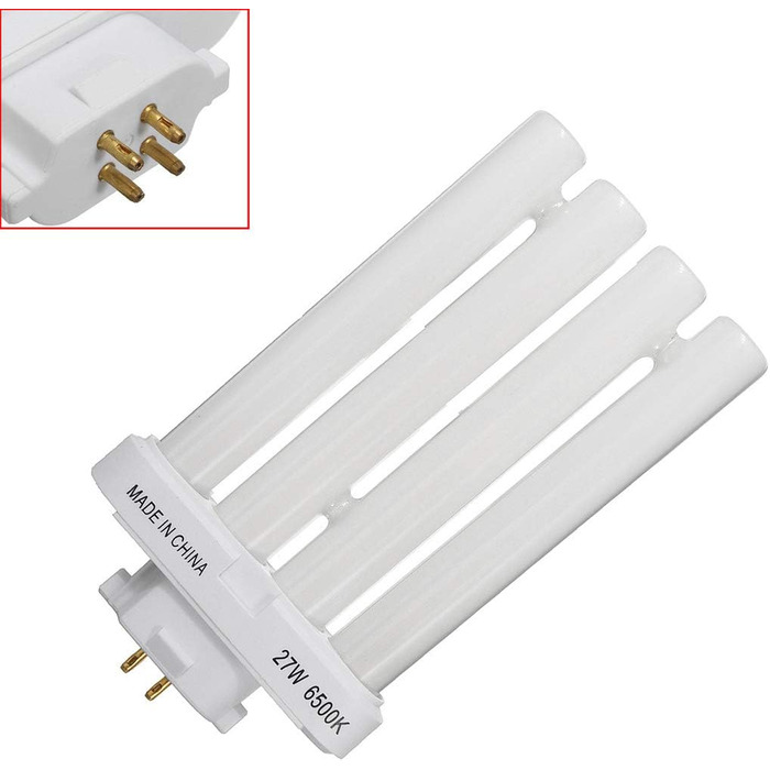 Енергозберігаюча компактна люмінесцентна лампа Allayu FML 27EX-N 27 Вт, 4-контактна лампа з чотирма трубками, 6500K, 4-рядна лампа денного світла (6500k)