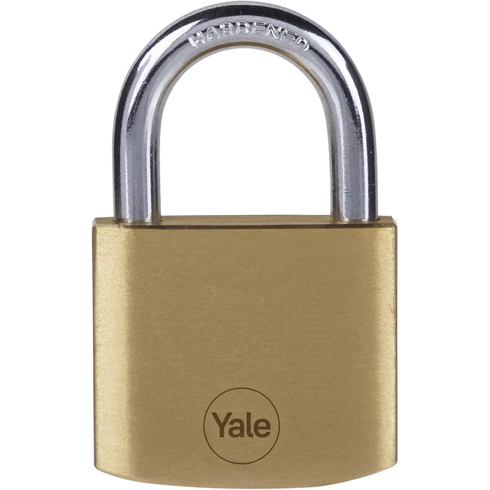 Замок навісний Yale Y110B/40/122/1, Стандартний, 40 мм, Латунь, Подвійне замикання, Загартована дужка Ø 6,3 мм, 3 ключі в комплекті, для шафок, інструментальних ящиків, шаф - 40мм, Стандартна дужка