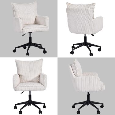 Офісний стілець Duhome, стілець для роботи з вельвету, поворотний на 360 стілець, стілець для туалетного столика, комп&39ютерний стілець з регульованою висотою, білий