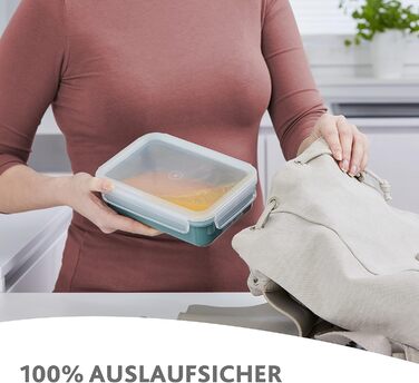 Контейнер для зберігання продуктів 2,2 літри 100 герметичний/гігієнічний Без BPA Підходить для миття в посудомийній машині, мікрохвильової печі та морозильної камери Пудрово-зелений 2,2 літри, 10130 Clip & Close Color Edition