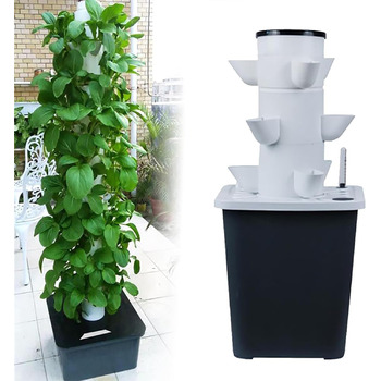 Стручків Hydroponics Tower Garden Hydroponics Growing System Набір для аеропоніки для вирощування трав, фруктів і овочів з гідратаційним насосом, адаптером, сітковими горщиками, часом, 30