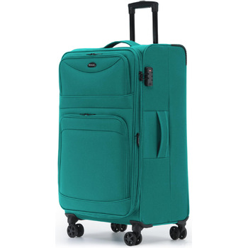 Розширюваний валізу з передніми кишенями, збільшений об'єм на 15, TSA-замок, подвійні колеса, що обертаються на 360, та прихований адресний ярлик (Бірюзовий, XL (79 см) розширюваний)