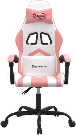 Геймерське крісло, офісне крісло, білий та рожевий, штучна шкіра