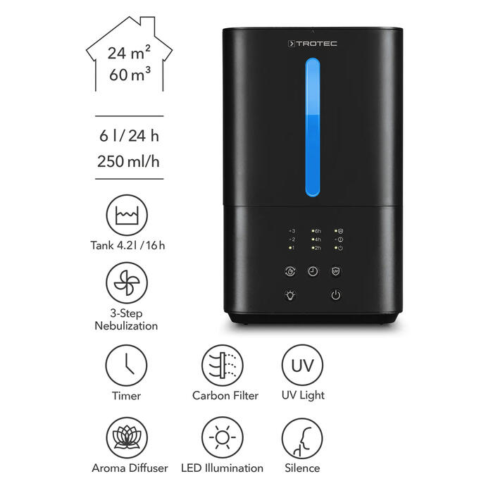 Зволожувач повітря ультразвуковий Trotec B 4 E Black (1160000053)
