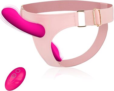 Страпон-фалоімітатори, вібраційні секс-іграшки для жінок, портативний страпон-фалоімітатор Wordone Harness з 10 подвійними режимами вібрації, вібратором для точки G та стимуляцією клітора з пультом дистанційного керування для пар та лесбіянок Rose