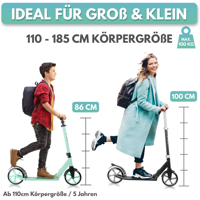 Самокат для дітей від 5 років I Складаний міський самокат з великими колесами I Педальний самокат для дорослих вантажопідйомністю