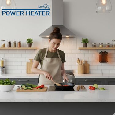 Електричний настінний вентилятор-обігрівач потужністю 800 Вт з термокерамічною технологією Цифровий термостат, 12-годинний таймер, поворотна вилка на 270, тихий та безпечний