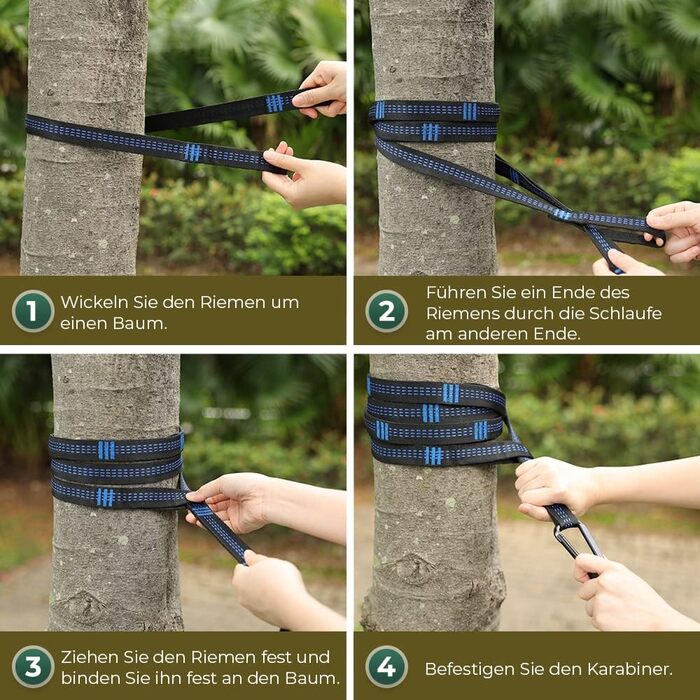 Ультралегкий гамак для подорожей Glymnis з підвісними тросами та сталевими карабінами, вантажопідйомність до 300 кг