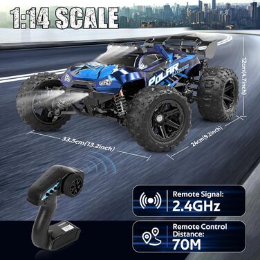 Автомобіль на дистанційному управлінні, RC Car 1 14 Monster Truck 45KM / H 2.4GHz 4WD позашляховик подарунок для підлітка Дорослий 114