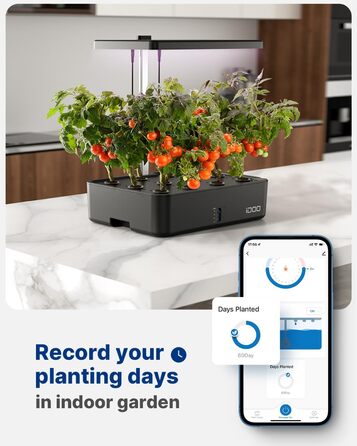 Система iDOO WiFi для гідропоніки, розумний сад зі світлодіодною лампою для рослин, вентилятор, автоматичний таймер, набір трав для внутрішнього саду, гідропоніка з регульованою висотою для використання в приміщенні, 12 стручків