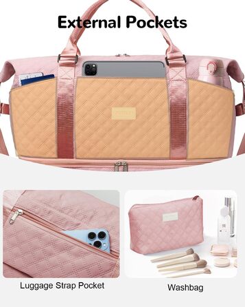 Жіноча ручна поклажа з відділенням для взуття та відділенням для вологи, дорожня сумка-саквояж на вихідні з косметички, сумка для лікарні для пологів, рожева