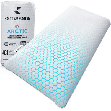 Ортопедична подушка 40 x 80 см, висота 13 см світло-блакитний охолоджувальний чохол піна з ефектом пам&39яті гіпоалергенна, ергономічна, дихаюча, з вентиляцією та підтримкою шиї