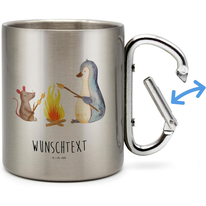 Персоналізована кружка &quotМістер і місіс Панда&quot з пінгвіном біля багаття - подарунки, робота, персоналізована кавова кружка, персоналізована термокружка, миша, кохання, кружка, робота, ізольована кружка