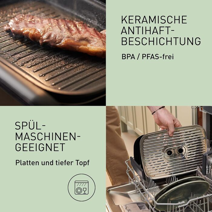 Мультипіч-гриль Panasonic NF-GM600 6-в-1 електрогриль, планча, тушкування, slow cook, BBQ та пароварка, 1400 Вт, 40250 C, 9 авторежимів, 6 антипригарних панелей, система відведення диму, 6 аксесуарів
