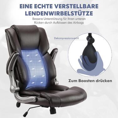 Офісний стілець COLAMY з високою спинкою, ергономічний комп&39ютерний стілець, шкіряний стілець з м&39якими складними підлокітниками, регульований фіксатор нахилу, обертовий стілець для дорослих, коричневий сучасний